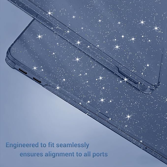MOSISO Sparkly Glitter Case Compatible with MacBook Neo Case 13 inch 2026 Release Model A3404 with A18 Pro Chip, Crack-Resistant Protective Hard Shell Case&Keyboard Cover&ScreenFilm&Pouch, Indigo