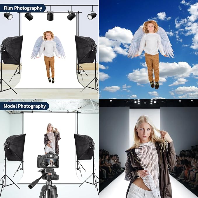 White Backdrop Background for Photography Photo Booth Backdrop for Photoshoot Background Screen Video Recording Parties Curtain 8x10FT