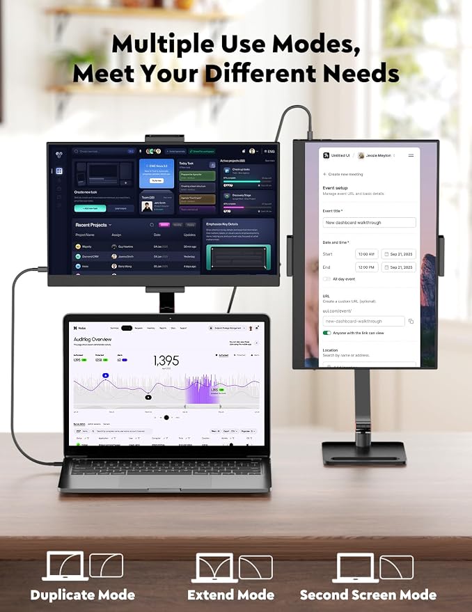 15.6” Portable Monitor with Adjustable Stand, 1080P FHD IPS Screen Extender, USB-C/HDMI Port, Ultra Slim Travel Monitor with Eye Protection, Plug and Play for Laptop/PC/Mac/Android/Switch/PS5