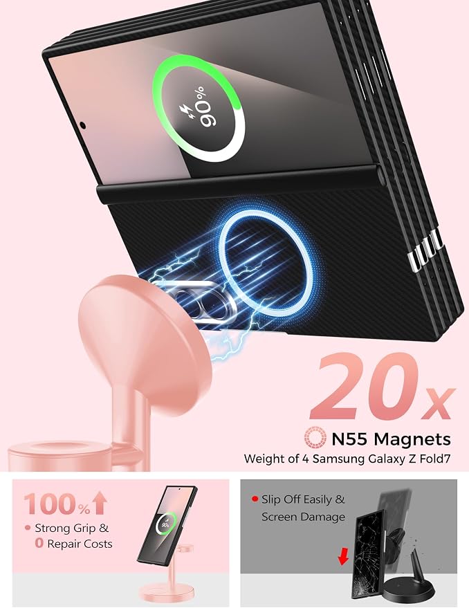 Magnetic Wireless Charger for Samsung, 3 in 1 Super Fast Charging Station Compatible with MagSafe, Phone Charger Stand for Samsung Galaxy S26 Ultra S25 Z Fold/Flip 7, Watch Ultra 8 7 6, Buds 4/3 Pro