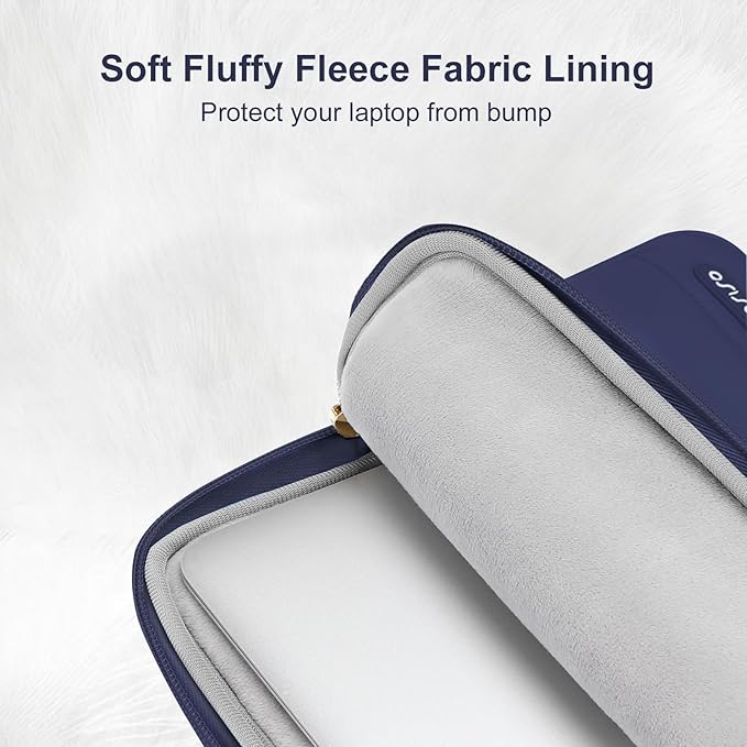 MOSISO Laptop Case 13.3 inch,13-13.3 inch Puffy Laptop Sleeve Compatible with MacBook Air 13.6 M5 M4 M3 M2 M1/Neo/Pro 13/14,HP Dell ASUS Lenovo,Polyester Horizontal Bag with Small Case, Navy Blue