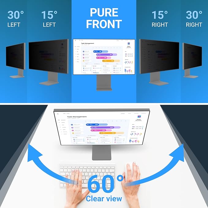 27 Inch Monitor Privacy Screen Computer Screen Privacy Filter for 16:9 Widescreen Monitors Anti-Glare Blue Light Filter Privacy Cover