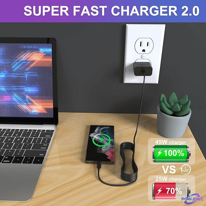 45W USB C Charger Super Fast Type C Charging Compatible with Samsung Galaxy S26 S25 S24 S23 Ultra S26+ S25+ S24+ S23+and More Series,Wall Android Phone Charger & 6ft C Cable Cord (Black 1)