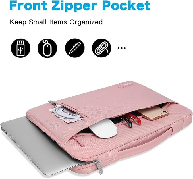 MOSISO 360 Protective Laptop Sleeve 16 inch, 15-15.6 inch Laptop Case, Compatible with MacBook Air 15 inch M4 M3 M2/Pro 16 inch M4 M3 M2 M1, HP Acer Notebook,Horizontal Bag with Belt&Right Pocket,Pink