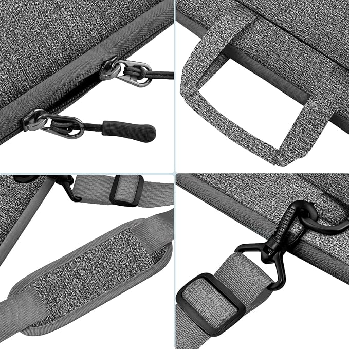 Laptop Case 15.6 inch Shoulder Bag, Durable Shockproof Protective Computer Carrying Briefcase with Multi-Pockets and Strap Compatible with Most 15.6 inch Notebooks,Dark gray