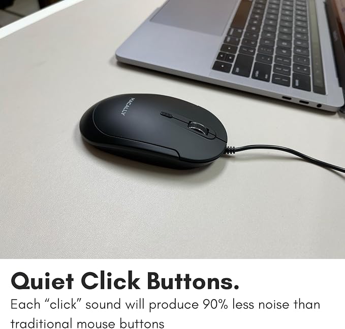 Macally Wired USB C Mouse for Mac and PC - Slim, Quiet, and Reliable - 4 DPI Mode Type C for Laptop, MacBook Pro/Air, iMac - Wired Mice USBC