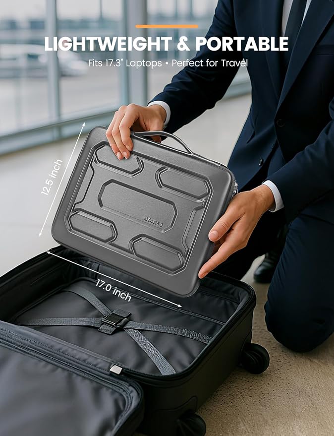 DOMISO 17 inch Laptop Sleeve with Handle Shockproof Waterproof EVA Protective Case for 17.3" ZBook Fury 17.3 G8/MSI GS73VR Stealth Pro/HP Envy 17/LG Gram 17"/ROG Strix GL702VS, Dark Grey