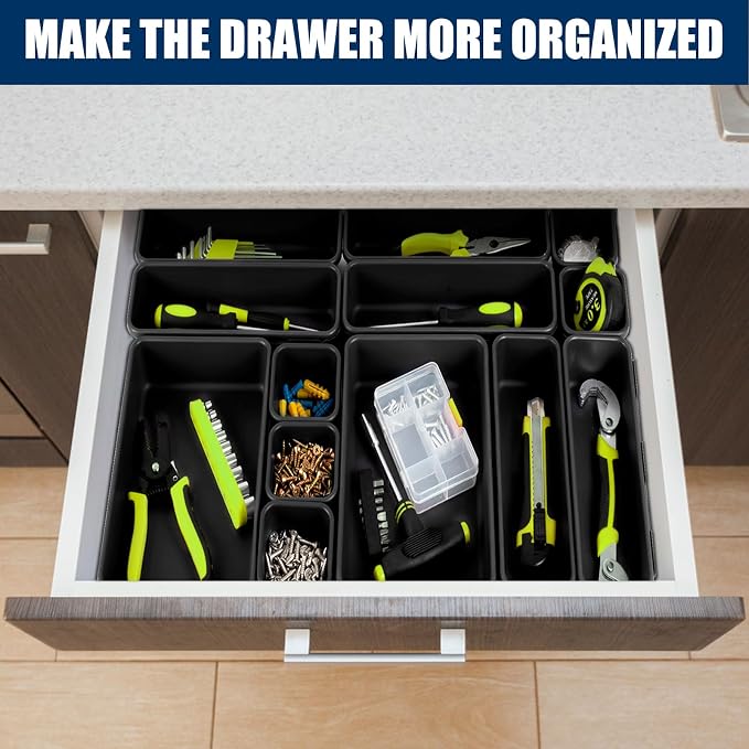 【LARGE SIZE】【68PCS】Tool Box Organizer Tray Divider, 【5 Size】Toolbox Desk Drawer Organizer, Organization and Storage Toolbox for Garage Accessories (68PCS 5Sizes)