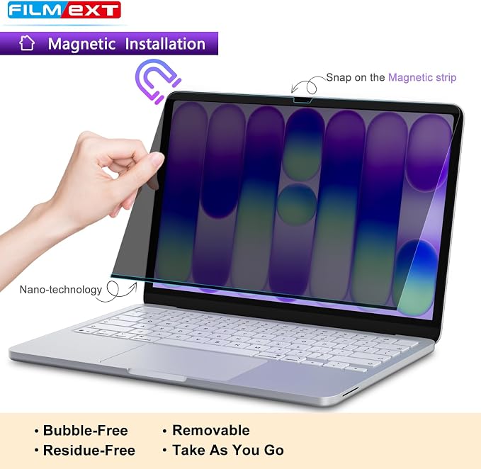 FILMEXT Magnetic Privacy Screen for Macbook Neo 13 inch (2026 Release, A18 Pro), Removable Anti Blue Light Anti Spy Filter Laptop Screen Protector for Mac 13in A3404 A3449