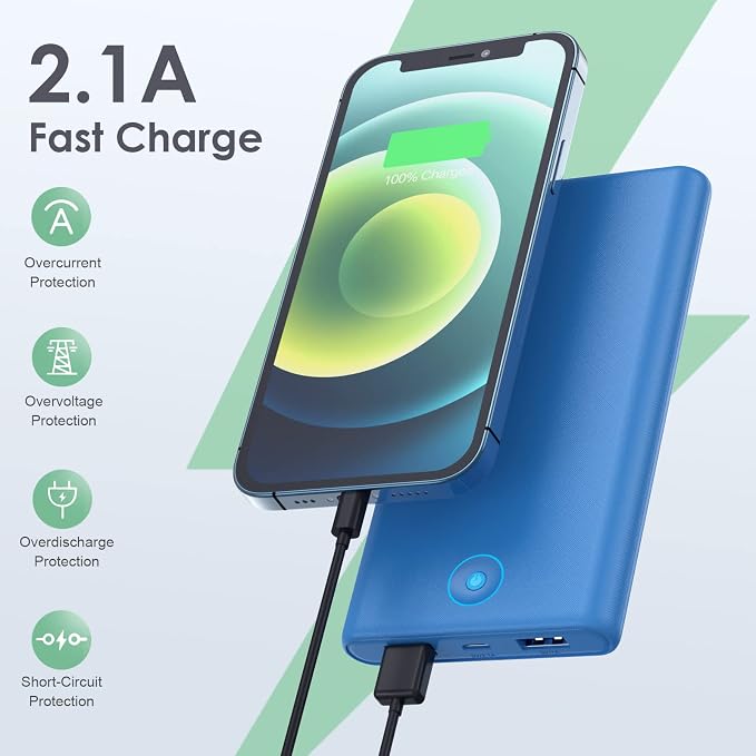 [2-Pack] Portable Charger Power Bank 20000mAh,Ultra Slim Fast Charging Battery Pack with Dual USB Outputs,Travel Essential Portable Phone Charger for iPhone 17/16/15/14/13/12/X,Galaxy S24-Red+Blue
