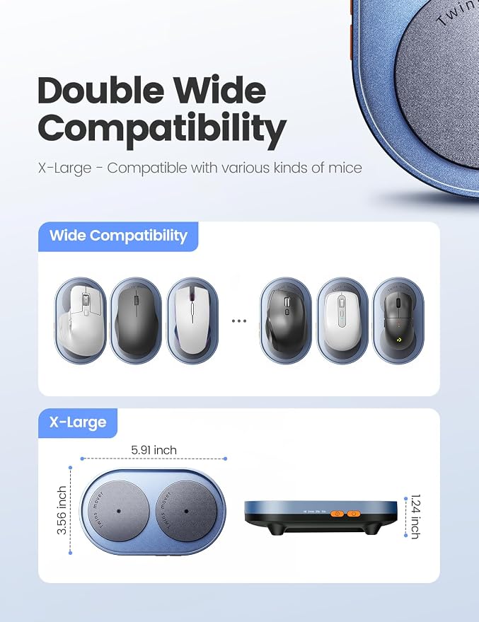 Dual Turntable Mouse Jiggler Silent Mechanical Movement with Random Function, Undetectable Mouse Mover, Timer, Keep Computer Awake