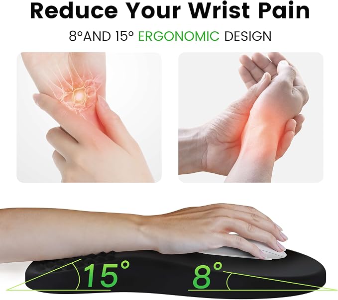 MEKASS Ergonomic Mouse Pad with Wrist Rest, Memory Foam Mousepad for Carpal Tunnel Pain Relief, Desk Computer Wrist Support Mouse Pad with Non-Slip PU Base for Office Home (Dark Gray)