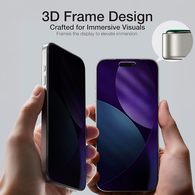 AMAZINGthing for iPhone 17 [Titan Filter 7 - Privacy Glass] Screen Protector, Privacy Viewing, 9H Tempered Glass, Full Coverage, Case‑Friendly, Oleophobic, Alignement Frame, 2 Pack