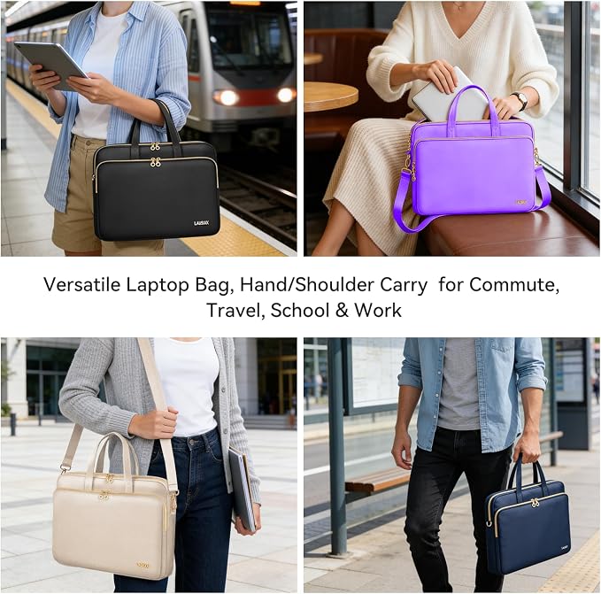 Laptop Case Bag Women Men Computer Sleeve Compatible with MacBook/Dell/HP/Acer/ASUS, Waterproof Shoulder Carrying Briefcase, Purple, 17-17.3 Inch