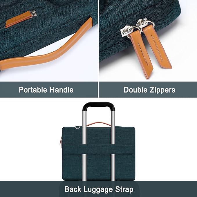 MOSISO 360 Protective Laptop Shoulder Bag,14 inch Computer Bag Compatible with HP Lenovo Dell ASUS Acer, HP, Dell Latitude, Lenovo,Side Open Messenger Bag with 4 Zipper Pockets&Handle, Teal Green