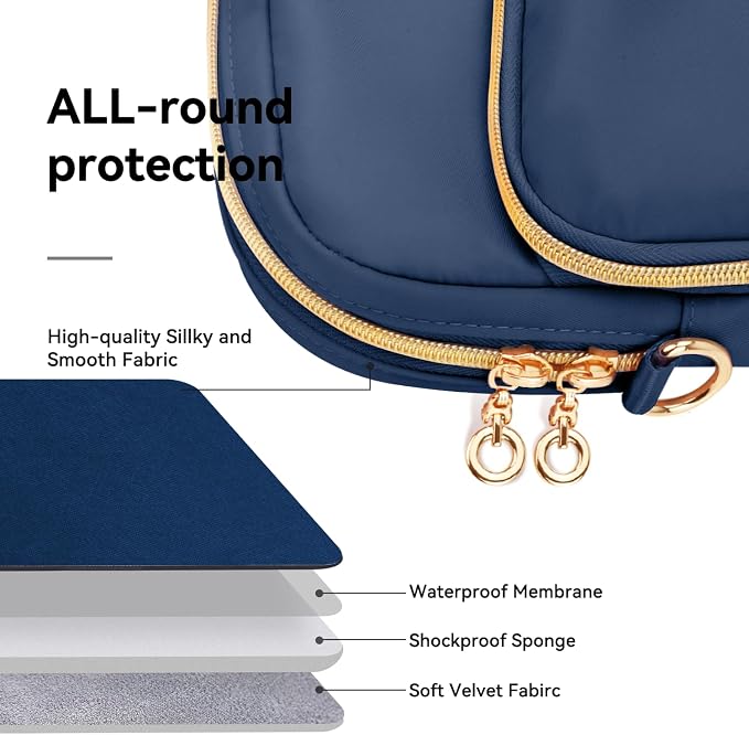 Laptop Case Bag Women Men Computer Sleeve Compatible with MacBook/Dell/HP/Acer/ASUS, Waterproof Shoulder Carrying Briefcase, Blue, 14-14.5 Inch