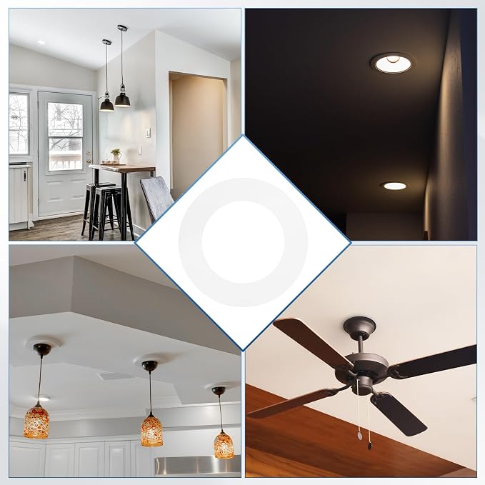 M METERXITY 1-Pack Goof Rings for 4 Inch Recessed Lights, 4.3" ID 6.7" OD Durable Plastic Trim Ring Flush Mount White Can Light Trim Ring Cover for Ceiling Can Downlights