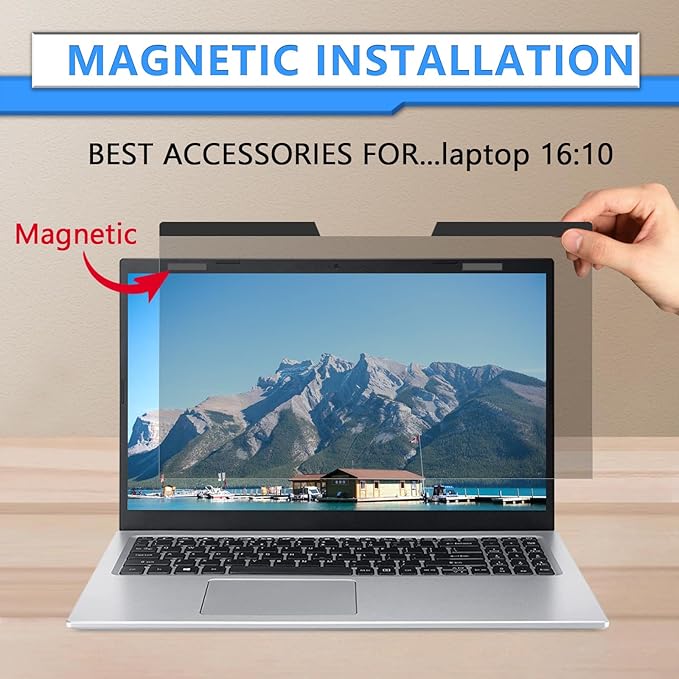 ZOEGAA Magnetic Laptop Privacy Screen 14 Inch 16:10, for HP Dell Acer Asus Samsung Lenovo Thinkpad, Removable Privacy Screen Laptop, Anti Spy, Anti Glare, Blue Ray Reduction