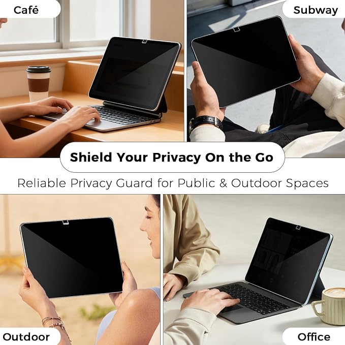 360° 4 Way Privacy Screen Protector for iPad 11th Generation (A16) 2025/ 10th Gen 2022, 360 Degree Anti-Spy Tempered Glass Film for iPad A16, Touch Sensitive, Case Friendly, 1 Pack