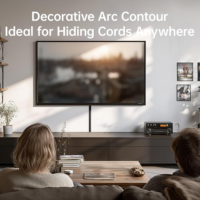 Delamu 85in Adhesive Cord Hider Wall, Mounted TV Cord Cover Kit, Multiple Cable Raceways for Wall Corner, Wire Cover Hiders for 2-3 Cables, 1.57" W X 0.59" H, Black