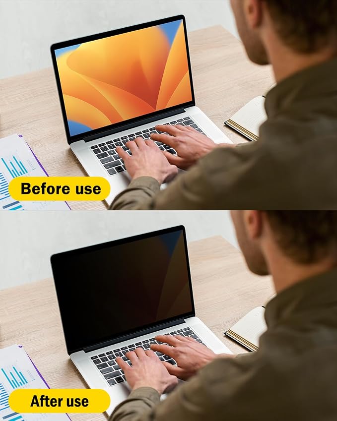 F FORITO 13.3 Inch 16:9 360°Laptop Privacy Screen Protector, Anti Peeping and Anti Glare Laptop Privacy Shield, Reduce Eye Strain & Eye Protection