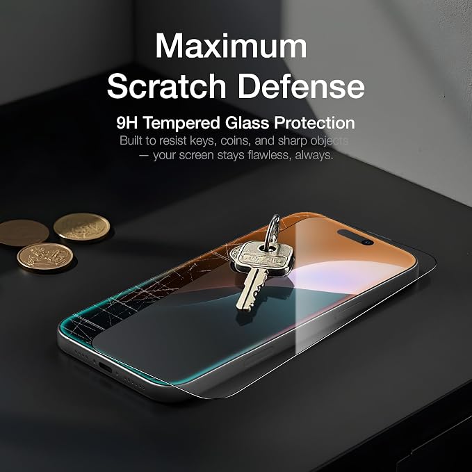 AMAZINGthing for iPhone 17 [Titan Filter 7 - Full Glass] Screen Protector, 9H Tempered Glass, Full Coverage, Case‑Friendly, Oleophobic, Alignement Frame, 2 Pack (Blue Light, iPhone 16 Pro Max)