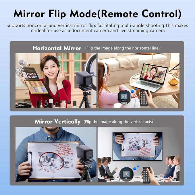 TOALLIN 4K Webcam for Streaming, Remote Control, 1/2.5" Sensor & 12MP, PDAF Auto-Focus, 5X Digital Zoom and Image Mirroring, Dual Noise-Reduction Mics, USB Web Camera for Conferencing, Video Calls