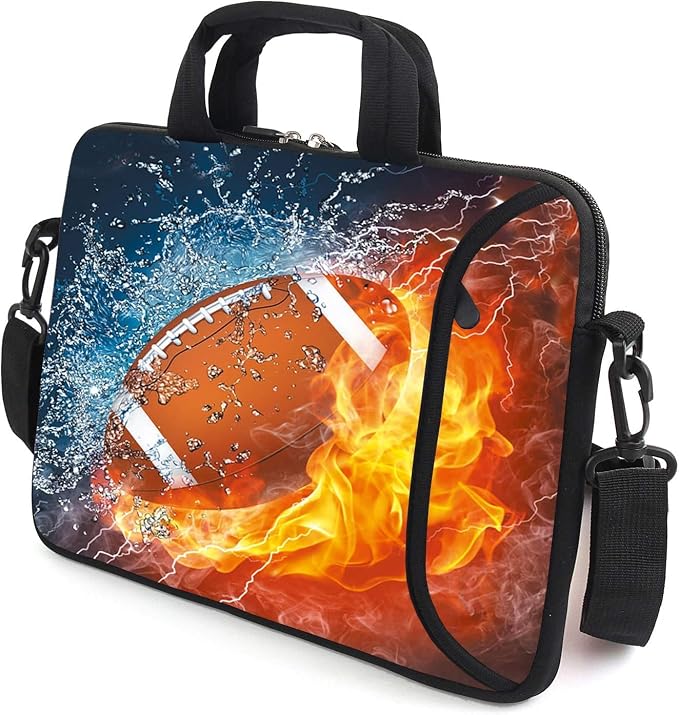 AMARY 17" Laptop Shoulder Bag Carrying Case Adjustable shoulder straps, comfortable handle, front pocket for storing mouse (Football)