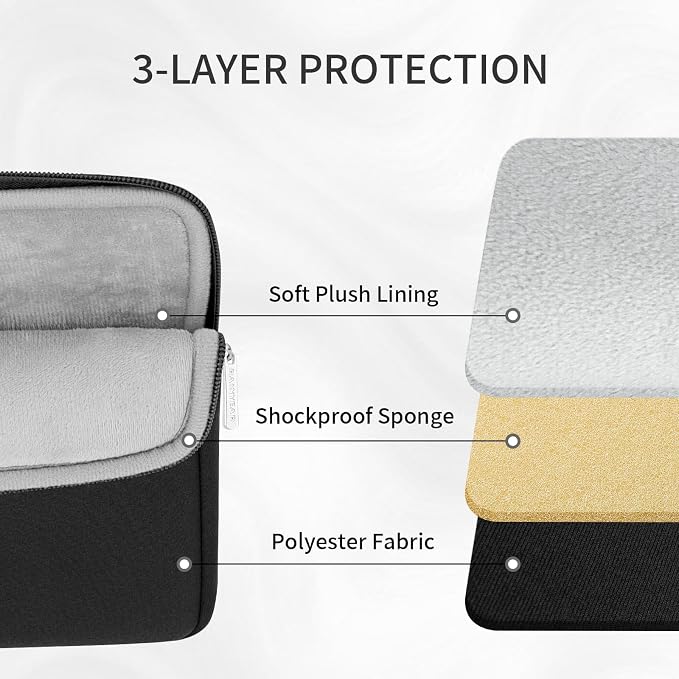 RAINYEAR Laptop Sleeve Case 11-13 Inch, Protective Padded Case with Front Pocket, Computer Cover Laptop Bag Compatible with 13.3 Inch MacBook Air/Pro, MacBook Neo A18, HP, Dell, Lenovo, Acer, Black