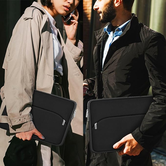 Laptop Sleeve 15 inch, Portable Monitor Protective Cover with Front Pocket, Laptop Case for 2023 MacBook Air 15 inch M2 A2941/Pro A1990 A1707, Computer Bag for HP ASUS Dell Acer Lenovo, Black