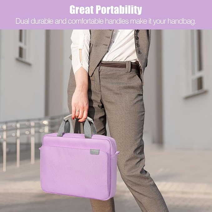 MoKo 9-11 Inch Tablet Sleeve Case, Protective Handle Shoulder Bag Fits 11inch iPad Air M3, iPad A16 2025, 10/9/8/7th 10.2, iPadPro 11, Tab S8/S9 11", Surface Go 2/3 10.5, Purple