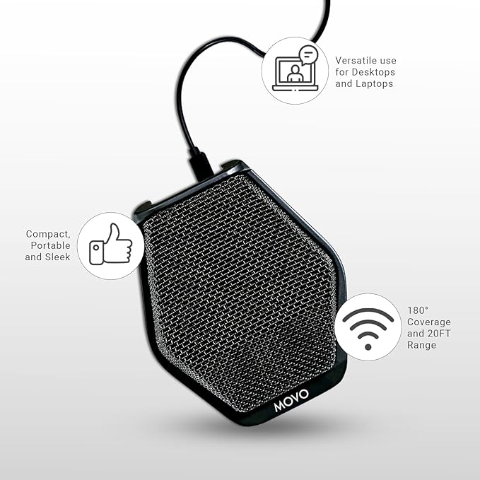 Movo MC1000 Conference USB Microphone for Computer Desktop and Laptop with 180° / 20' Long Pick up Range Compatible with Windows and Mac for Dictation, Recording, YouTube, Conference Call, Skype