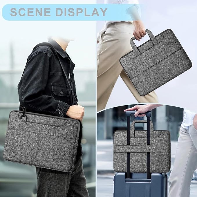 Hseok Laptop Shoulder Bag 17-17.3 inch Case, Durable Shockproof Protective Briefcase with Multi-Pockets Compatible with Lenovo Most 17-17.3 inch HP Acer Dell ASUS MSI Notebooks,Dark gray