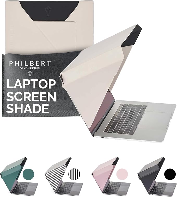 4-in-1 Laptop Screen Shade – Original Slim Hood – Sun, Privacy, Heat & Contrast Protection, Lightweight & Travel-Friendly, Fits 12–14” MacBook & PC, Patented, Starlight