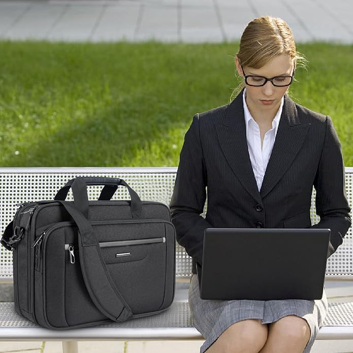 VANKEAN Laptop Briefcase Premium Laptop Case Fits Up to 17.3 Inch Business Shoulder Bag Laptop Expandable Water-Repellent