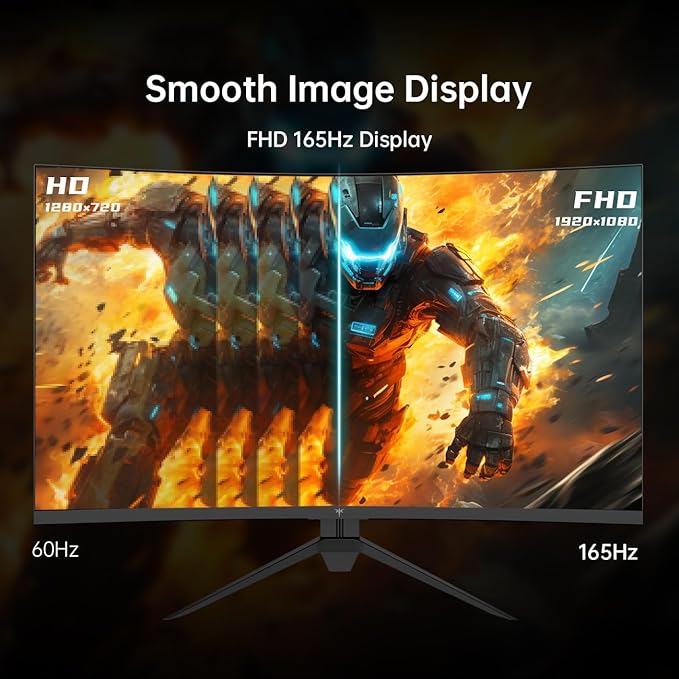 KTC 32 Inch Curved Gaming Monitor, FHD 1080P 165Hz PC Monitor, 1500R, 122% sRGB with HDR, FreeSync Premium, HDMI 2.0x2, DisplayPort 1.4, VESA Compatible, Tilt Adjustable, Eye Care, H32S17C