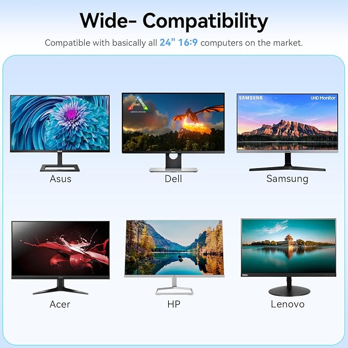 [2-Pack] 24 Inch Anti Blue Light Screen Protector Compatible With Lenovo Hp Dell Acer Asus Samsung etc Monitor 16:9 Aspect, Removable Anti Glare Filter Uv Blocker Shield Cover Eye Protection Film Laptop