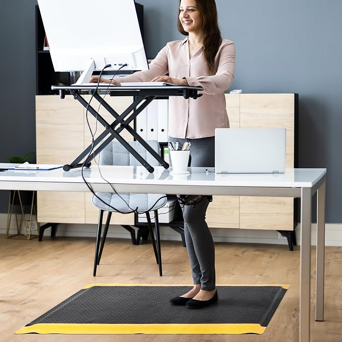 2 x 7 FT Anti Fatigue Mats Industrial 15/16 Inch Thick Soft Sponge Ergonomic Mat Durable Heavy Duty Diamond Plate for Standing Non Slip Industrial Grade Floor Mat for Leg & Back Pain