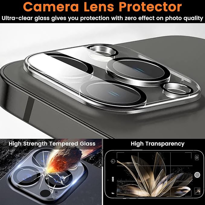 Lesakit 4+4 Pack Privacy Screen Protector for iPhone 15 Pro Max 6.7-Inch with 4 Pack Camera Lens Protector, Anti Spy Tempered Glass Film 9H Hardness Case Friendly