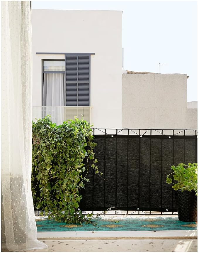 3x19Ft Balcony Privacy Screen, Apartment Railing Cover for Sunshade Wind & UV Protection, Outdoor Privacy Fence Screen for Patio, Terrace, Porch & Poolside Protection (Black)
