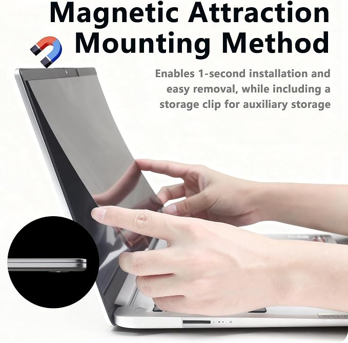 Magnetic Privacy Screen Protector Compatible with MacBook Air 13.6/13 Inch (2022-2025, M2, M3，M4), Hard Shell Case + Keyboard Cover + Screen Protector Crystal Clear Anti-Spy Anti Fingerprint