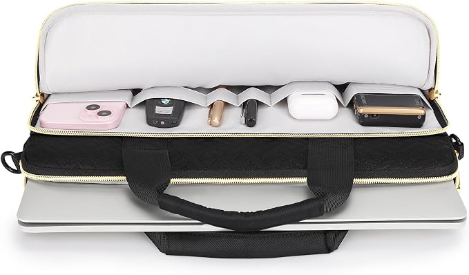 DOMISO 14 inch Laptop Case Sleeve Protective Cover Compatible with MacBook Air 15 M4 M3 M2,MacBook Pro,14-15 inch HP Dell ASUS Lenovo Chromebook,Waterproof Computer Bag with Shoulder Strap,Black