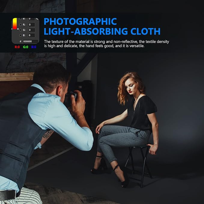 NEEWER 6x9 feet/1.8x2.8m Photo Studio 100% Pure Polyester Collapsible Backdrop Background for Photography, Video and Television (Backdrop Only) - Black