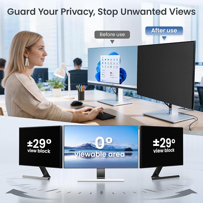 Magnetic 32 Inch Privacy Screen Filter for Computer monitor 16:9 Aspect Ratio,Removable Anti Blue Light shield with Eye Protection,Hanging Anti-Spy Protector PC