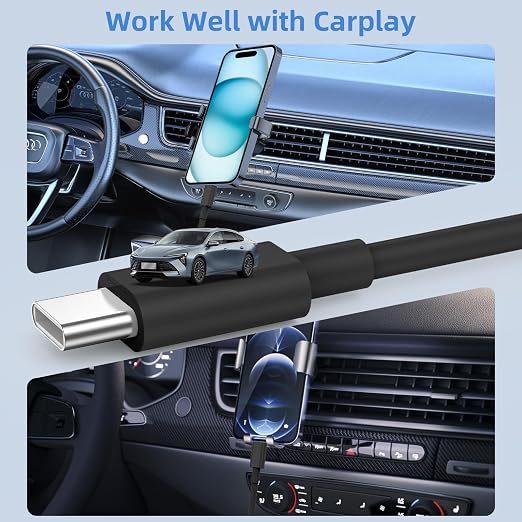 2Pack 10FT USB to USB C Fast Charging Cable for iPhone 17 16 15 Charger Cord, for Apple for iPhone 17 16 15/Pro/Pro Max/Plus Long Type C Car Carplay Cord for iPad Pro 12.9/11 for Android(Black)