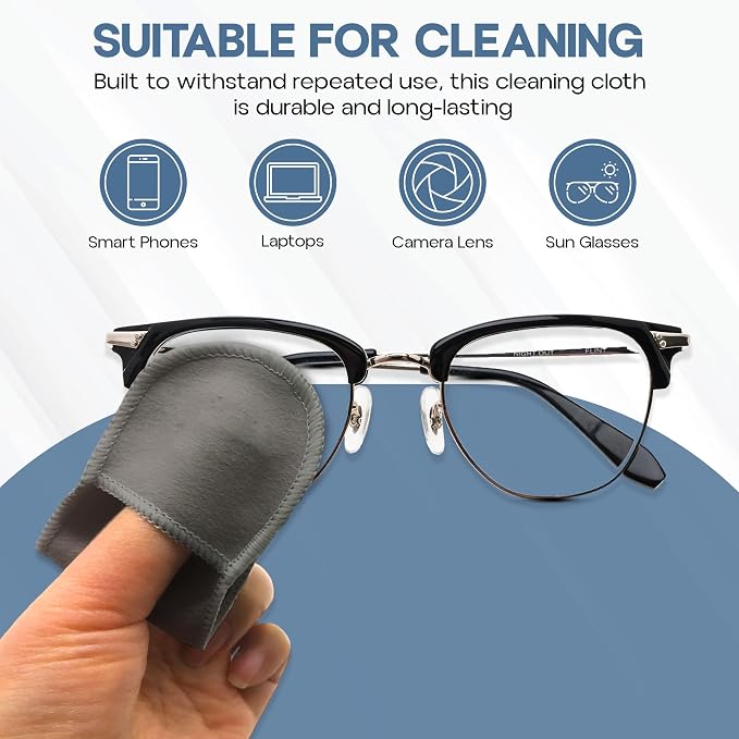 Finger Grip Eyeglass Cleaner (4 Pack) – Premium Microfiber Glasses Cleaning Cloth for Eyeglasses, Sunglasses, Phone Screens & Camera Lens (Pink/Yellow)