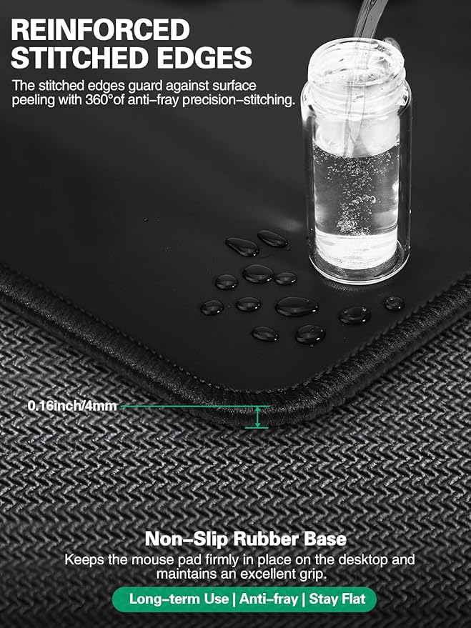 Mouse Pad with Foldable Phone Holder, Wireless Charging Desk Mat 31.5x15.75 Mousepad with Superior Micro-Weave Cloth Non-Slip Waterproof Desk Pad (Black)