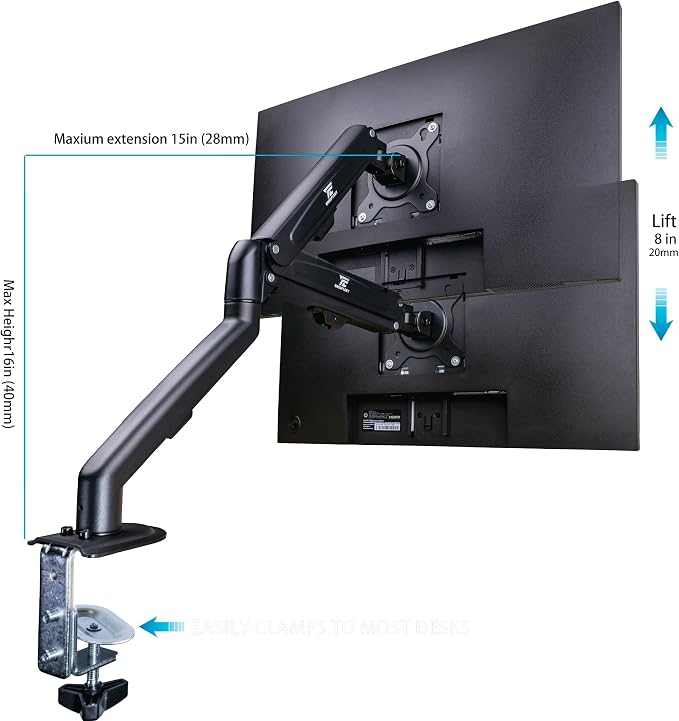 Lenovo ThinkVision 24" FHD IPS Monitor w/ 4ms Response Time, 100 Hz Refresh Rate, VESA Mount (100mm), Flicker Free, HDMI, Black w/DKZ Hub & ErgoFlexy Single Mount Arm