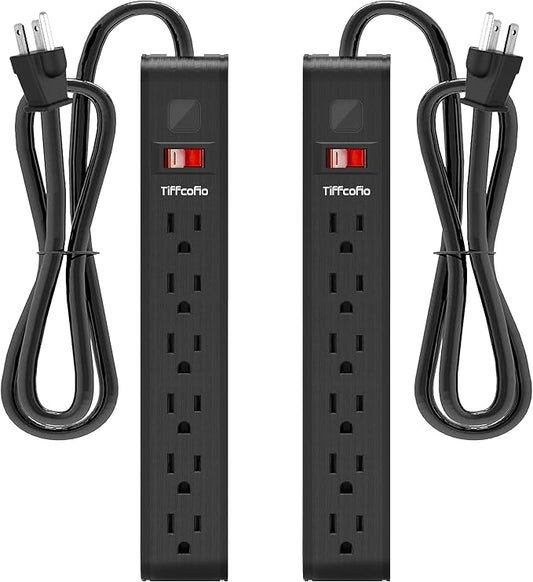 Power Strip Surge Protector, 6 Feet Extension Cord, 600 Joules Surge Protection, Multiple Protection 6 Outlet Strip, ETL Listed (2 Packs)