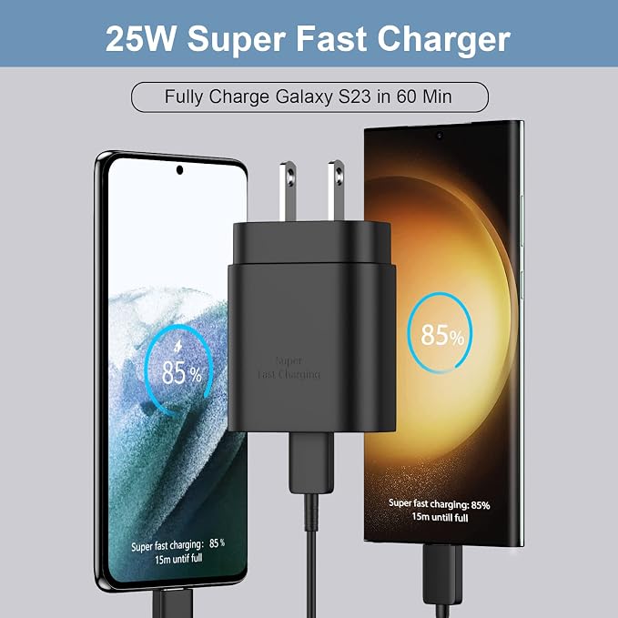 Super Fast Charger Type C Kit, 25W PD USB C Android Phone Charger Block & 5FT C Charger Cable Fast Charging Cord for Samsung Galaxy S24 Ultra/S24/S23 Ultra/S23/S22/S21/S20/Plus/Ultra/FE/Note 20/10